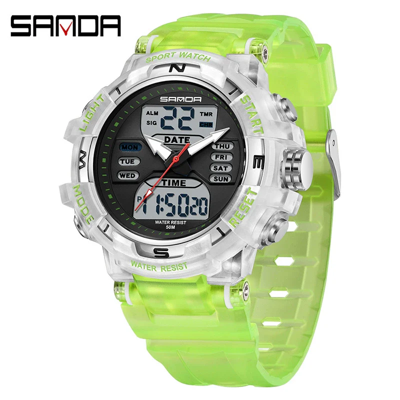 Electronic Watch Alarm Clock Multifunctional For Middle And High School Students Acrylic Mirror Abs Case Tpu Strap Round Dial Chic Style Waterproof - Image 16