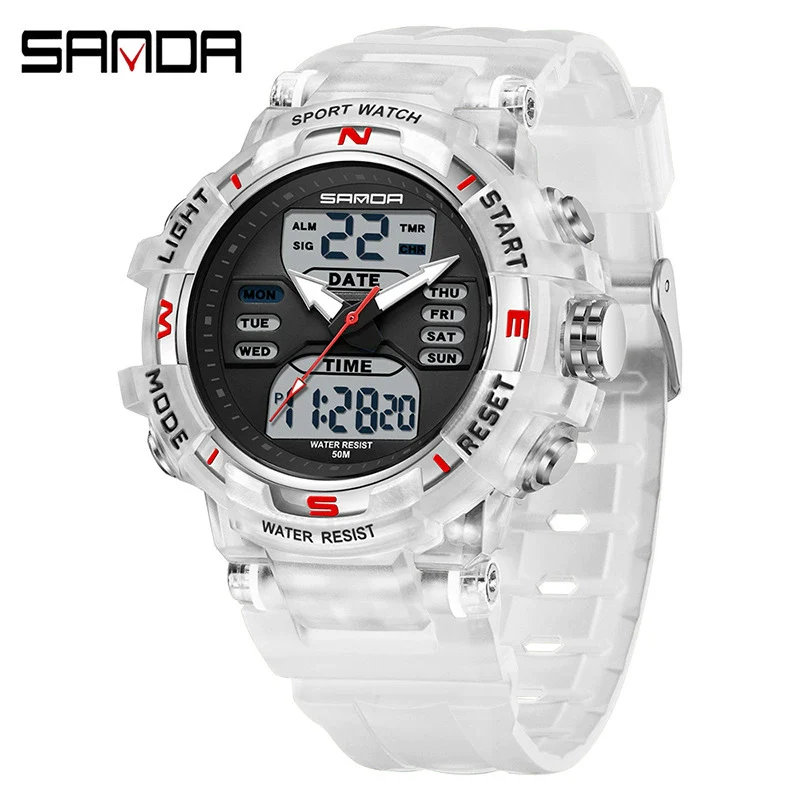 Electronic Watch Alarm Clock Multifunctional For Middle And High School Students Acrylic Mirror Abs Case Tpu Strap Round Dial Chic Style Waterproof - Image 17