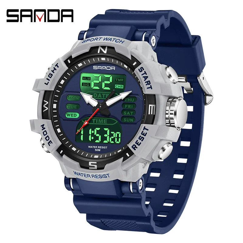 Electronic Watch Alarm Clock Multifunctional For Middle And High School Students Acrylic Mirror Abs Case Tpu Strap Round Dial Chic Style Waterproof - Image 3
