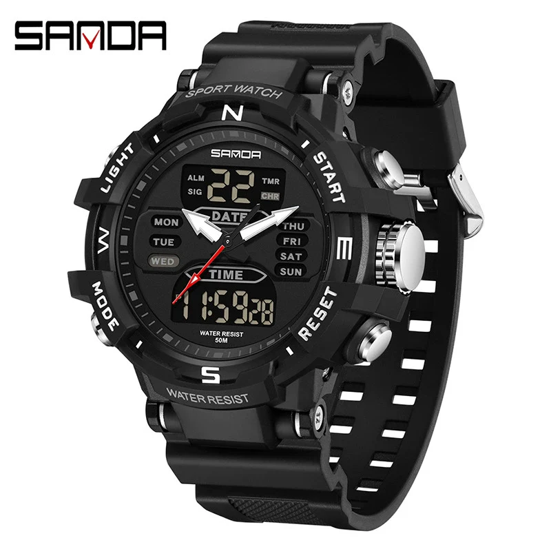 Electronic Watch Alarm Clock Multifunctional For Middle And High School Students Acrylic Mirror Abs Case Tpu Strap Round Dial Chic Style Waterproof - Image 4