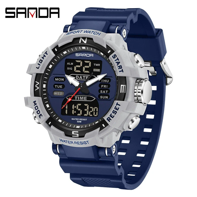 Electronic Watch Alarm Clock Multifunctional For Middle And High School Students Acrylic Mirror Abs Case Tpu Strap Round Dial Chic Style Waterproof - Image 6