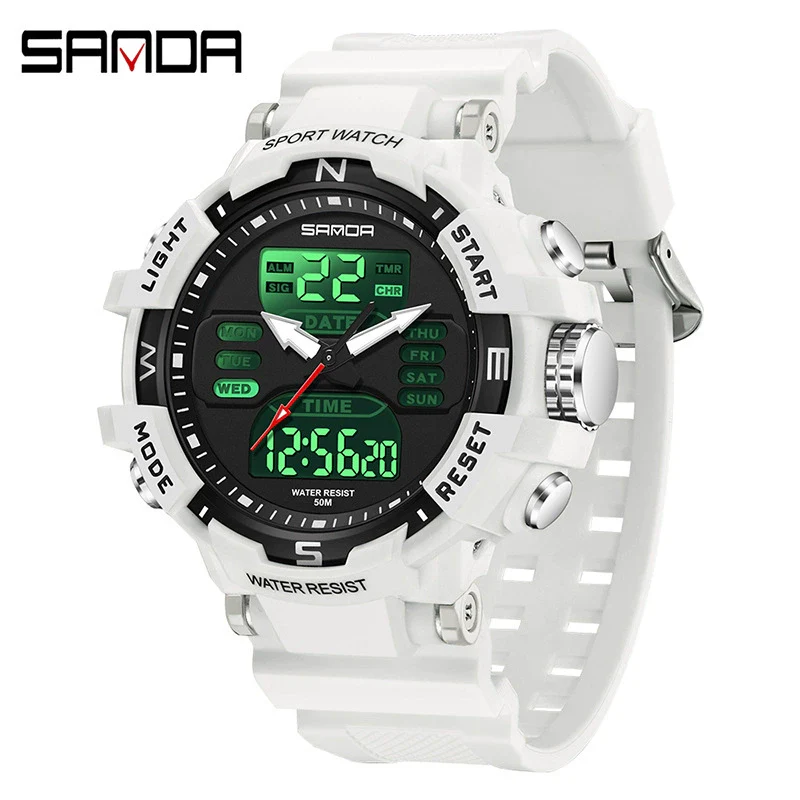 Electronic Watch Alarm Clock Multifunctional For Middle And High School Students Acrylic Mirror Abs Case Tpu Strap Round Dial Chic Style Waterproof - Image 7