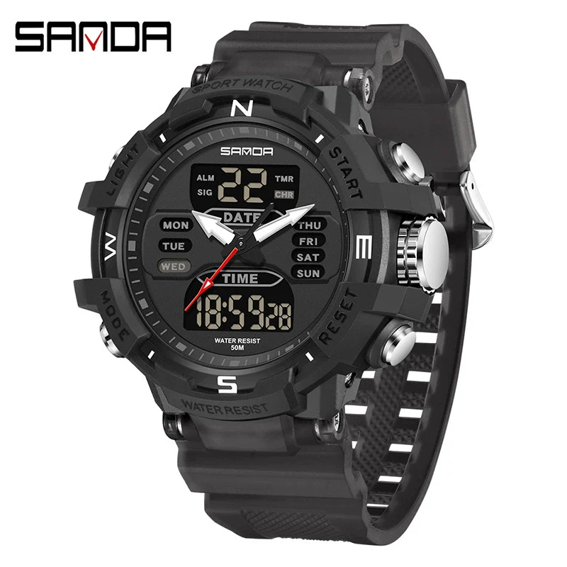 Electronic Watch Alarm Clock Multifunctional For Middle And High School Students Acrylic Mirror Abs Case Tpu Strap Round Dial Chic Style Waterproof - Image 8