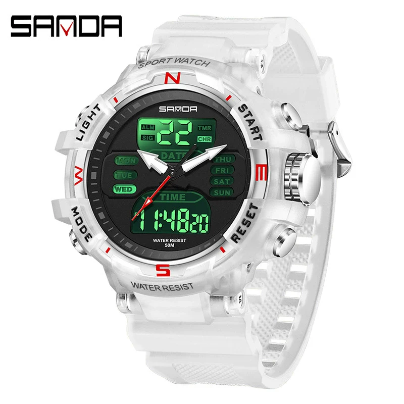 Electronic Watch Alarm Clock Multifunctional For Middle And High School Students Acrylic Mirror Abs Case Tpu Strap Round Dial Chic Style Waterproof - Image 9