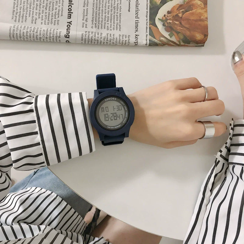 Electronic Watch Plastic Case Silicone Strap For Teenagers Simple Trend Luminous Multifunctional - Image 2