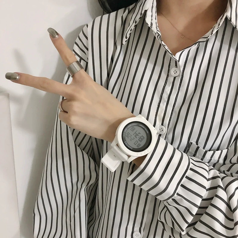 Electronic Watch Plastic Case Silicone Strap For Teenagers Simple Trend Luminous Multifunctional - Image 3
