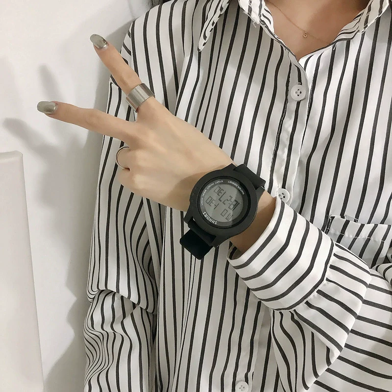 Electronic Watch Plastic Case Silicone Strap For Teenagers Simple Trend Luminous Multifunctional - Image 4