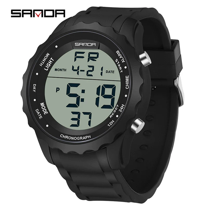 Electronic Watch Silicone Strap Abs Case Acrylic Mirror Round Dial Camouflage Series Outdoor Sports Multifunction - Image 13