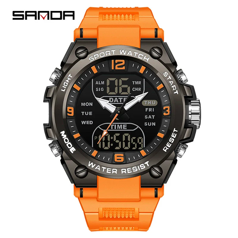 Electronic Watch Tpu Strap Abs Case Acrylic Mirror Round Dial Sports Student Style - Image 5