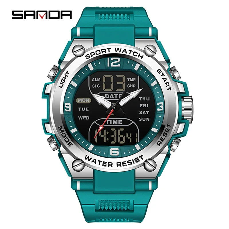 Electronic Watch Tpu Strap Abs Case Acrylic Mirror Round Dial Sports Student Style - Image 9