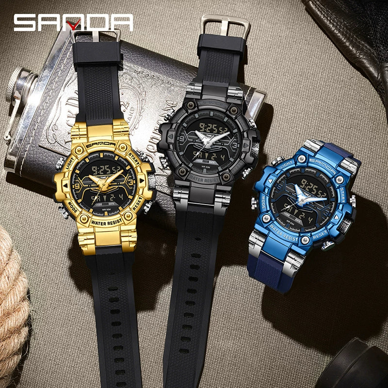 Electronic Watch Zinc Alloy Acrylic Mirror Tpu Strap Round Dial Simple Style Men's Watch - Image 2
