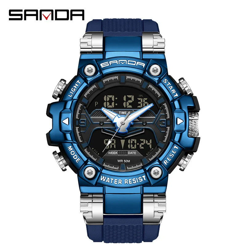Electronic Watch Zinc Alloy Acrylic Mirror Tpu Strap Round Dial Simple Style Men's Watch - Image 5