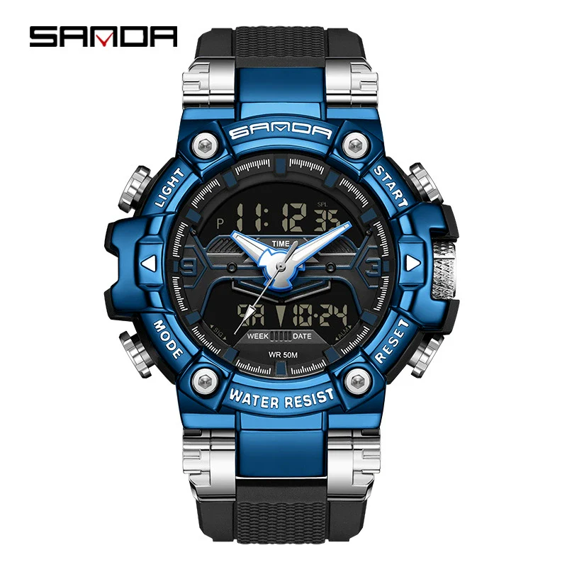 Electronic Watch Zinc Alloy Acrylic Mirror Tpu Strap Round Dial Simple Style Men's Watch - Image 6