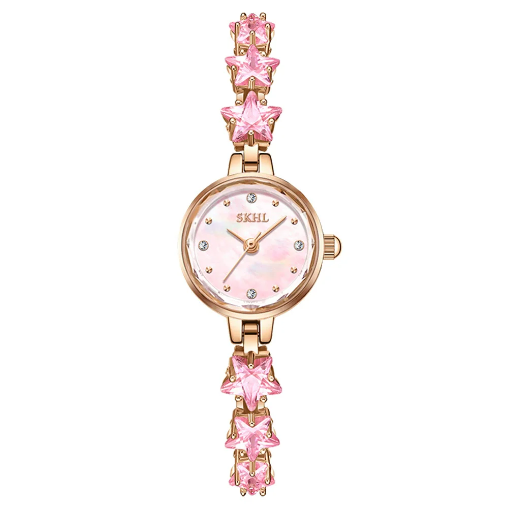 Elegant Crystal Alloy Bracelet Quartz Watch For Women With Round Dial - Image 7