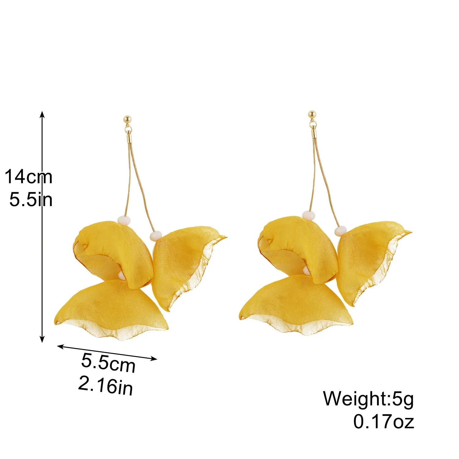 Exaggerated Flower Tassel Fabric Handmade Earrings Sweet Style - Image 12