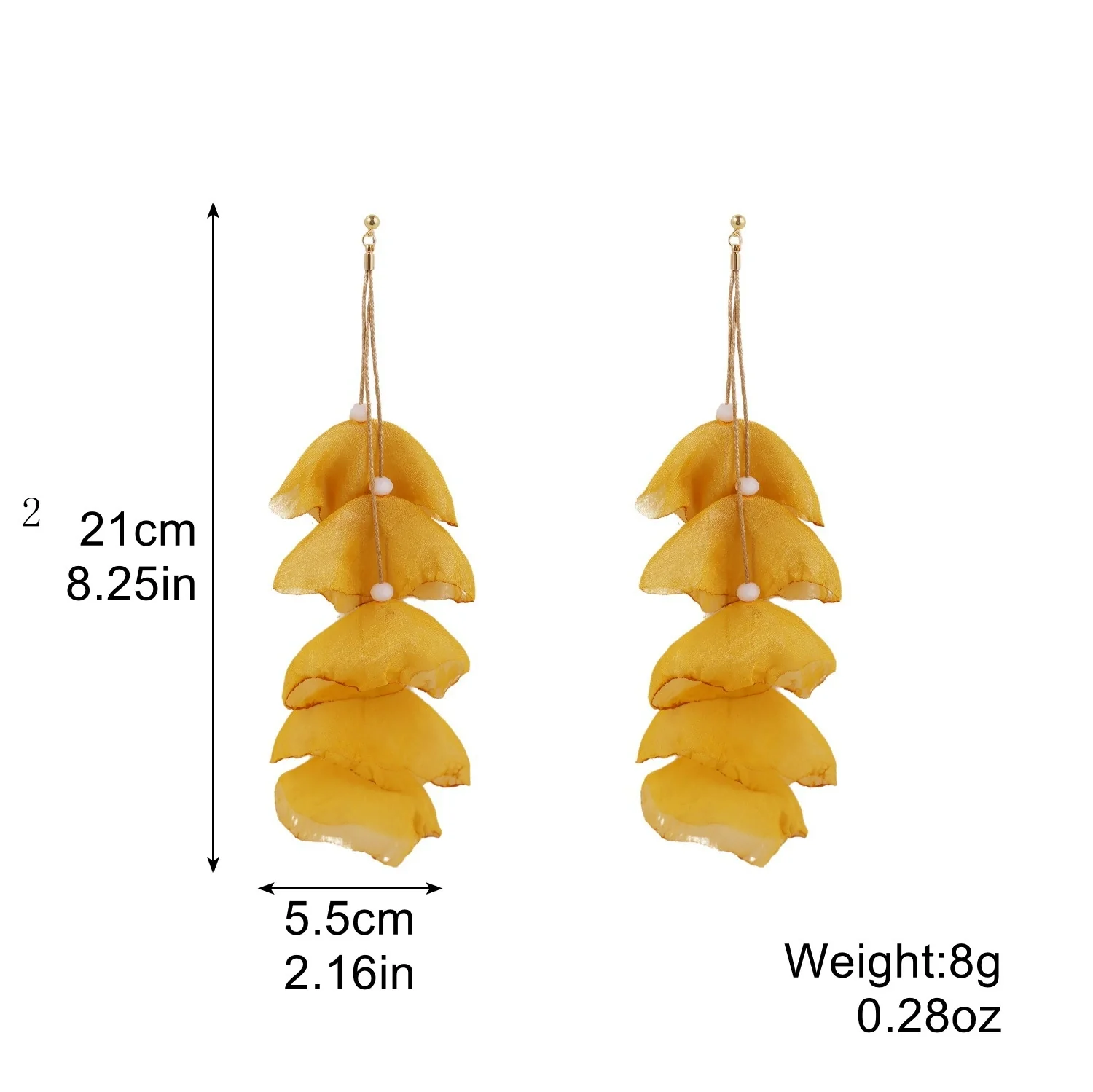 Exaggerated Flower Tassel Fabric Handmade Earrings Sweet Style - Image 20