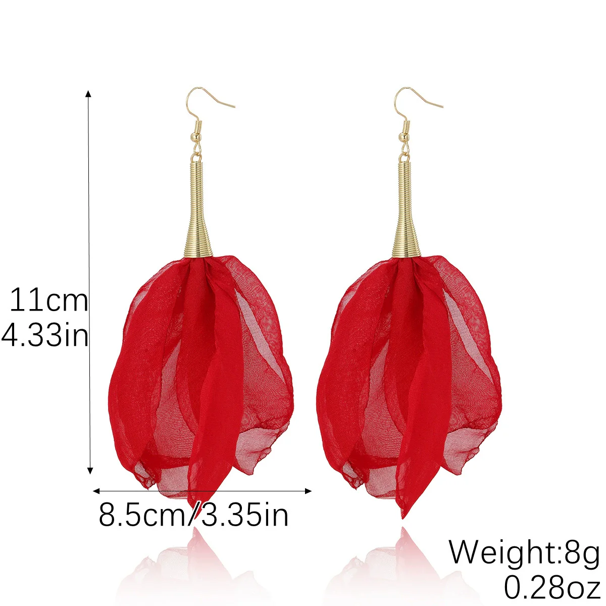Exaggerated Flower Tassel Fabric Handmade Earrings Sweet Style - Image 6