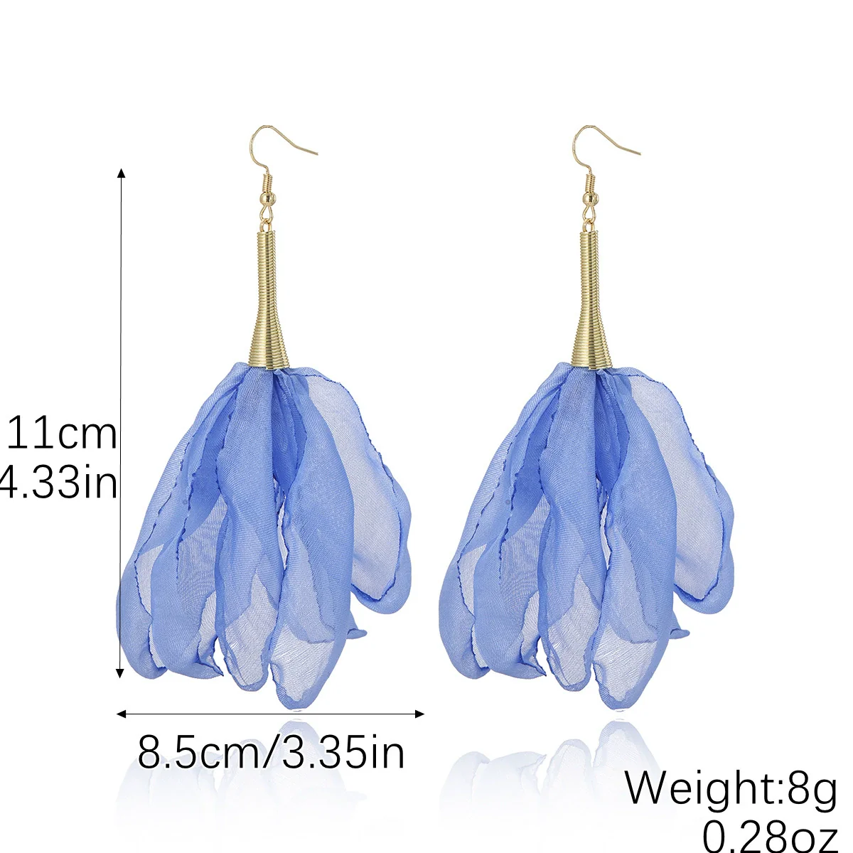 Exaggerated Flower Tassel Fabric Handmade Earrings Sweet Style - Image 8