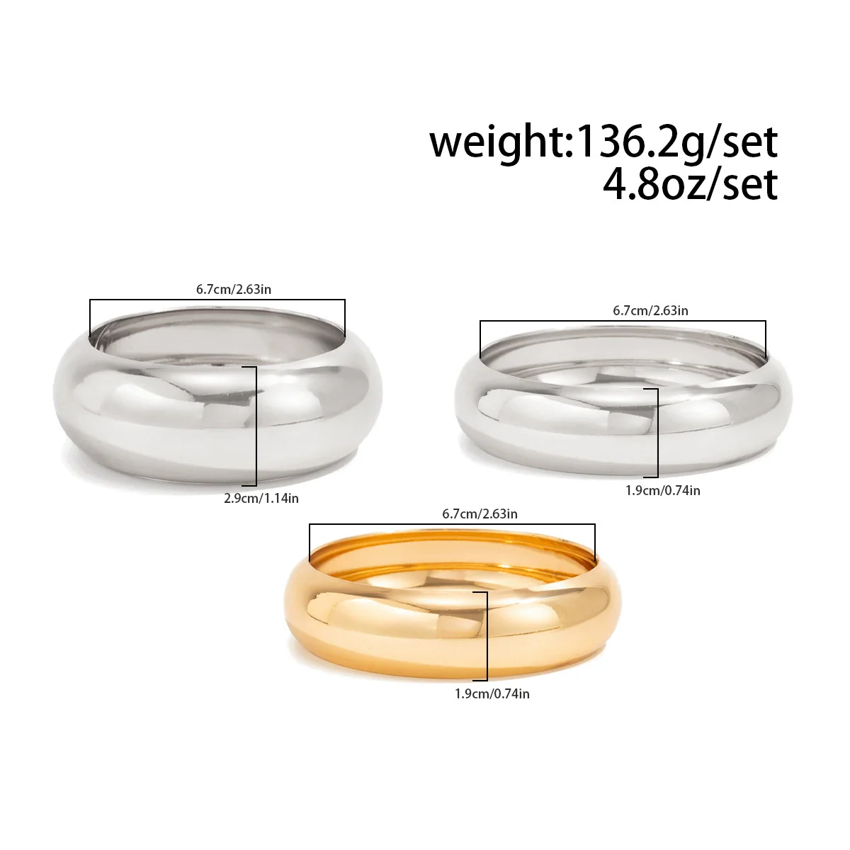 Exaggerated Geometric Round Wide Metal Bracelet With Electroplating - Image 15