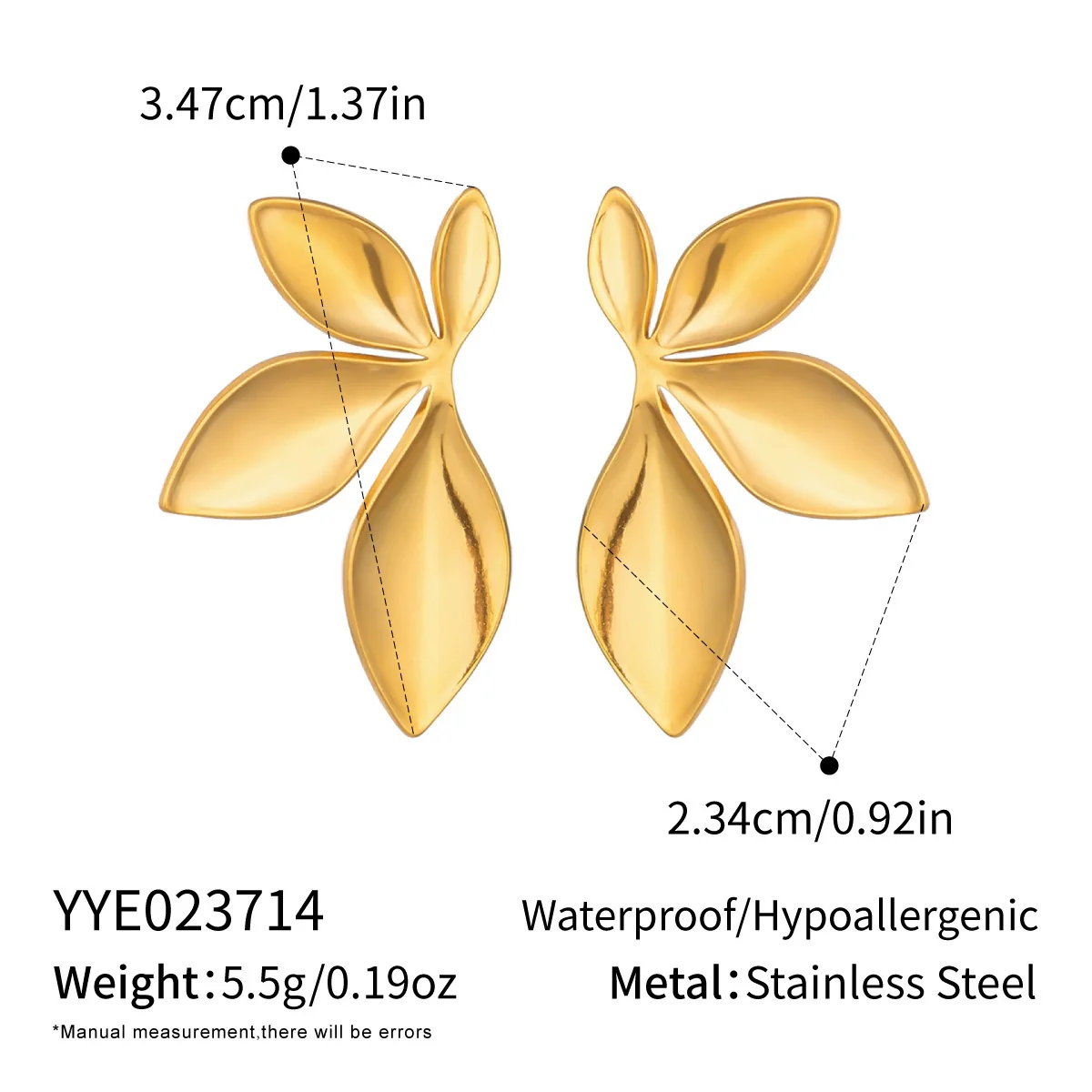 Exaggerated Simple And Versatile Petal Flower Geometric Earrings For Women With Pvd Furnace Vacuum Real Gold Plating Stainless Steel Ear Needles - Image 6