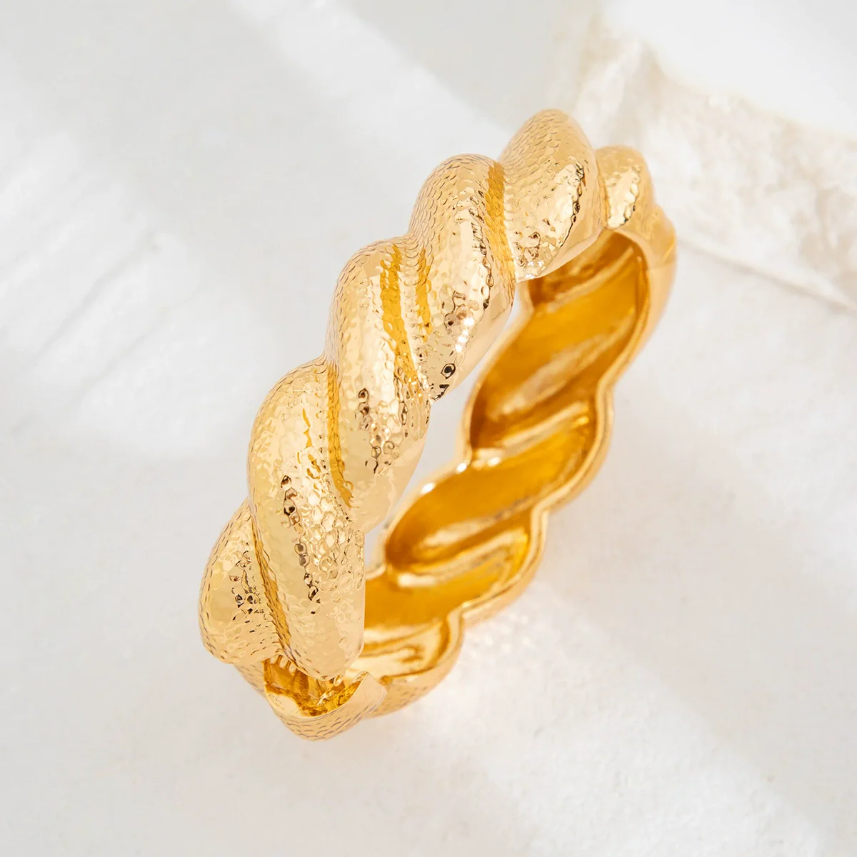 Exaggerated Widebrimmed Glitted Hammer Irregular Alloy Bracelet Electroplated - Image 8