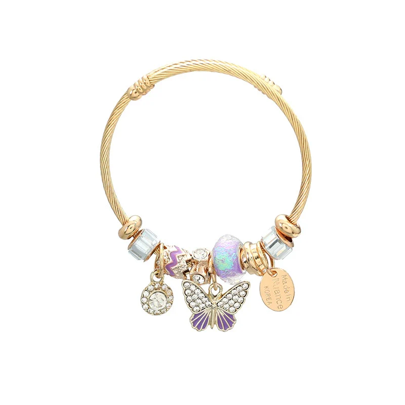 Exaggerated Women's Alloy Bracelets With Butterfly Pendants And Geometric Diamond Design - Image 9
