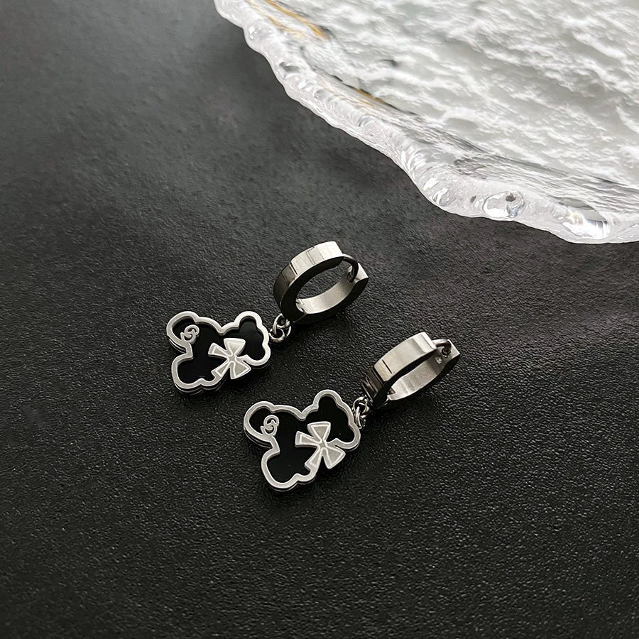 Exquisite Bear Pendant Stainless Steel Earrings For Female With Geometric Design - Image 17