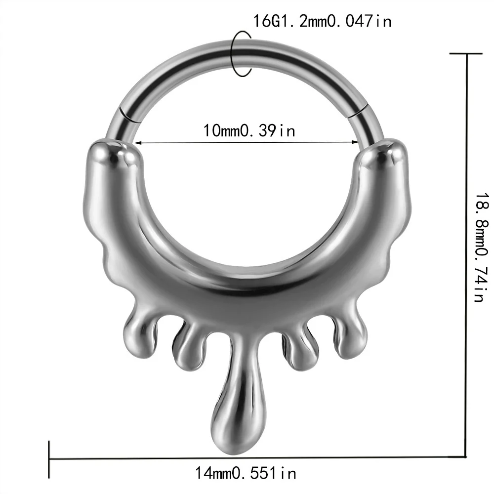 Fashion Ancient Silver Butterfly Nose Ring Stainless Steel Geometric Style With Polishing Also Ghost Head Cow Head Earrings And Bat Puncture Buckle Nose Ring - Image 9