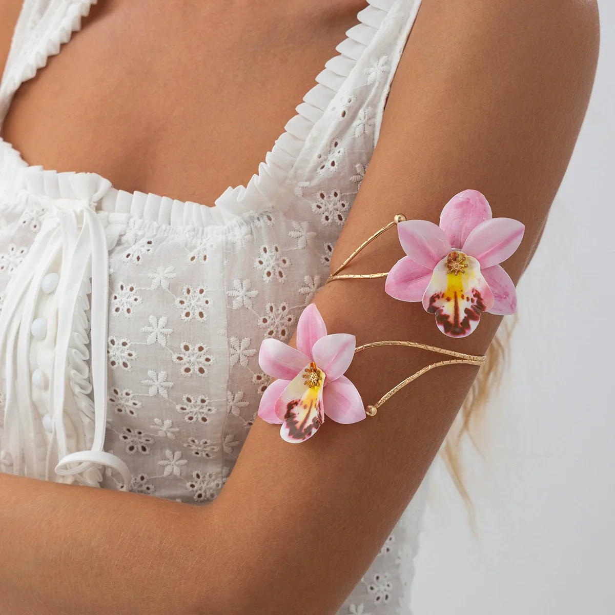 Fashion Artificial Flower Arm Bracelet Sweet Ins Style Plumeria Fabric Wax Line Handmade - Image 6
