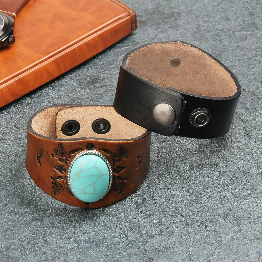 Fashion Bracelet Cowhide Drop Shape Set With Precious Stones - Image 2