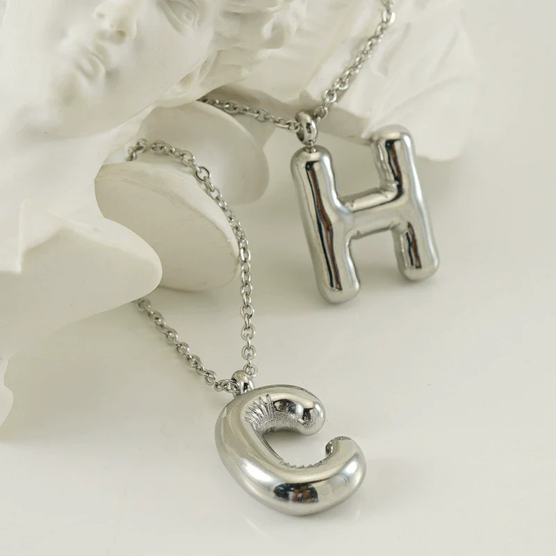Fashion Chubby Letter Pendant Necklace 316L Stainless Steel 316L Stainless Steel Polishing Hiphop Style Unisex - Image 4