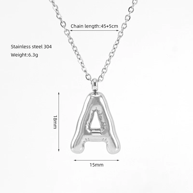 Fashion Chubby Letter Pendant Necklace 316L Stainless Steel 316L Stainless Steel Polishing Hiphop Style Unisex - Image 6