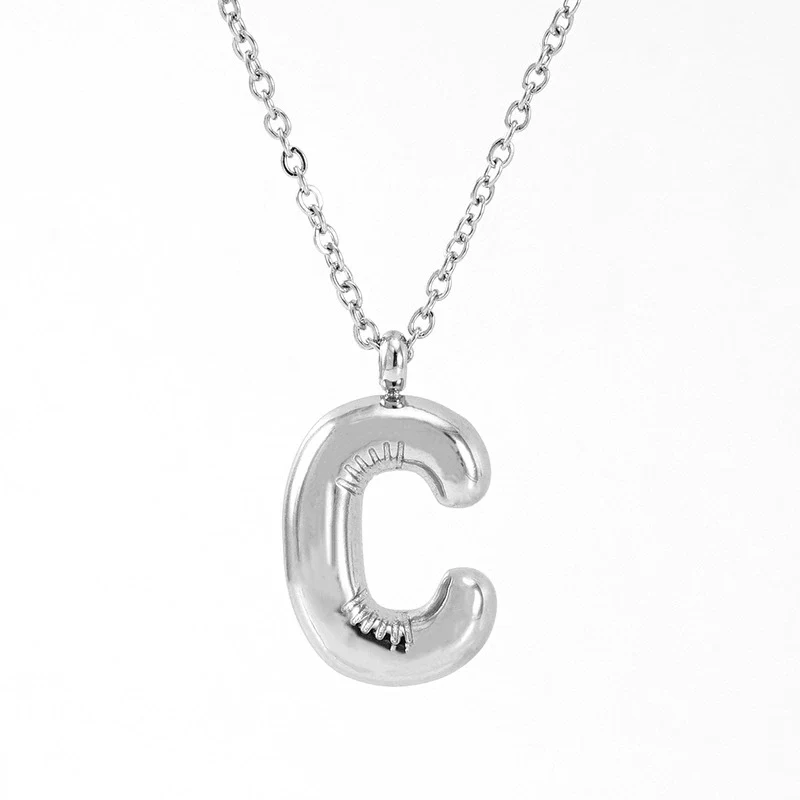Fashion Chubby Letter Pendant Necklace 316L Stainless Steel 316L Stainless Steel Polishing Hiphop Style Unisex - Image 8