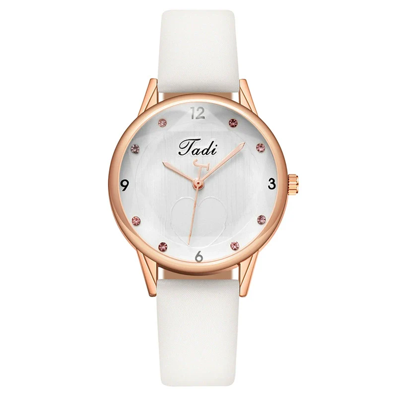 Fashion Diamond Heart Women's Quartz Watch With Imitation Leather Strap And Stainless Steel Buckle - Image 2