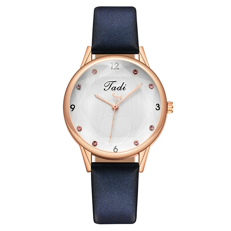 Fashion Diamond Heart Women's Quartz Watch With Imitation Leather Strap And Stainless Steel Buckle - Image 3
