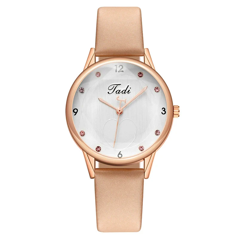 Fashion Diamond Heart Women's Quartz Watch With Imitation Leather Strap And Stainless Steel Buckle - Image 4
