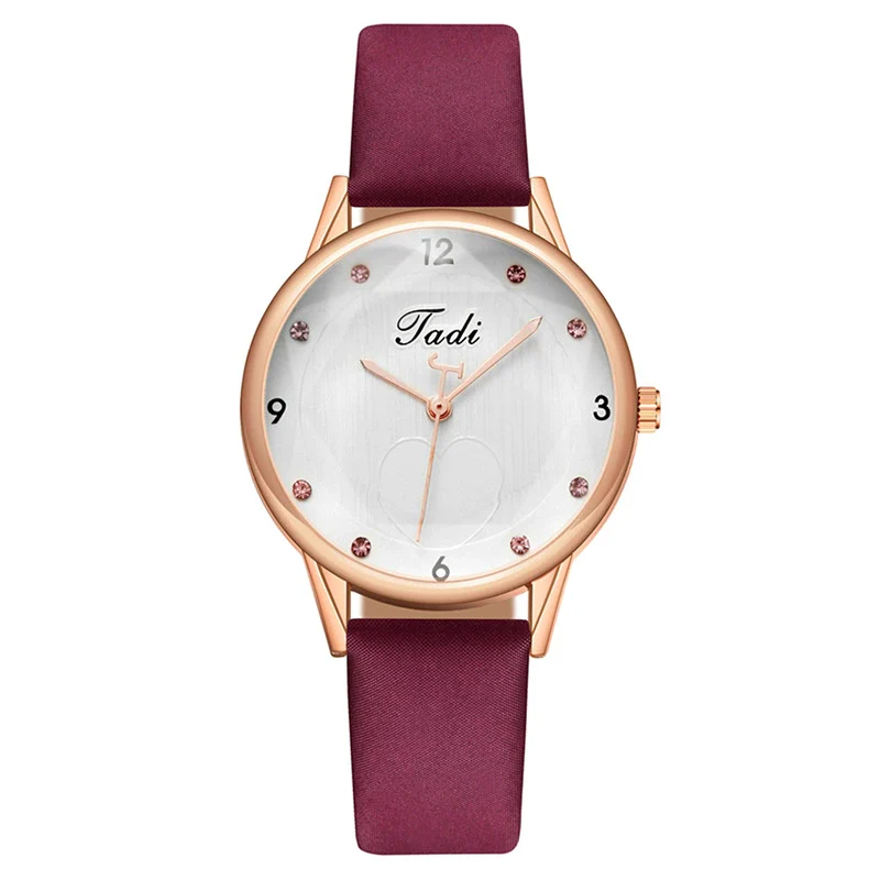 Fashion Diamond Heart Women's Quartz Watch With Imitation Leather Strap And Stainless Steel Buckle - Image 7