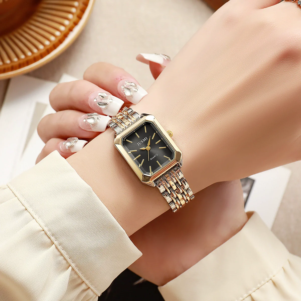 Fashion Distinctive Alloy And Stainless Steel Square Quartz Watch For Women Students - Image 7