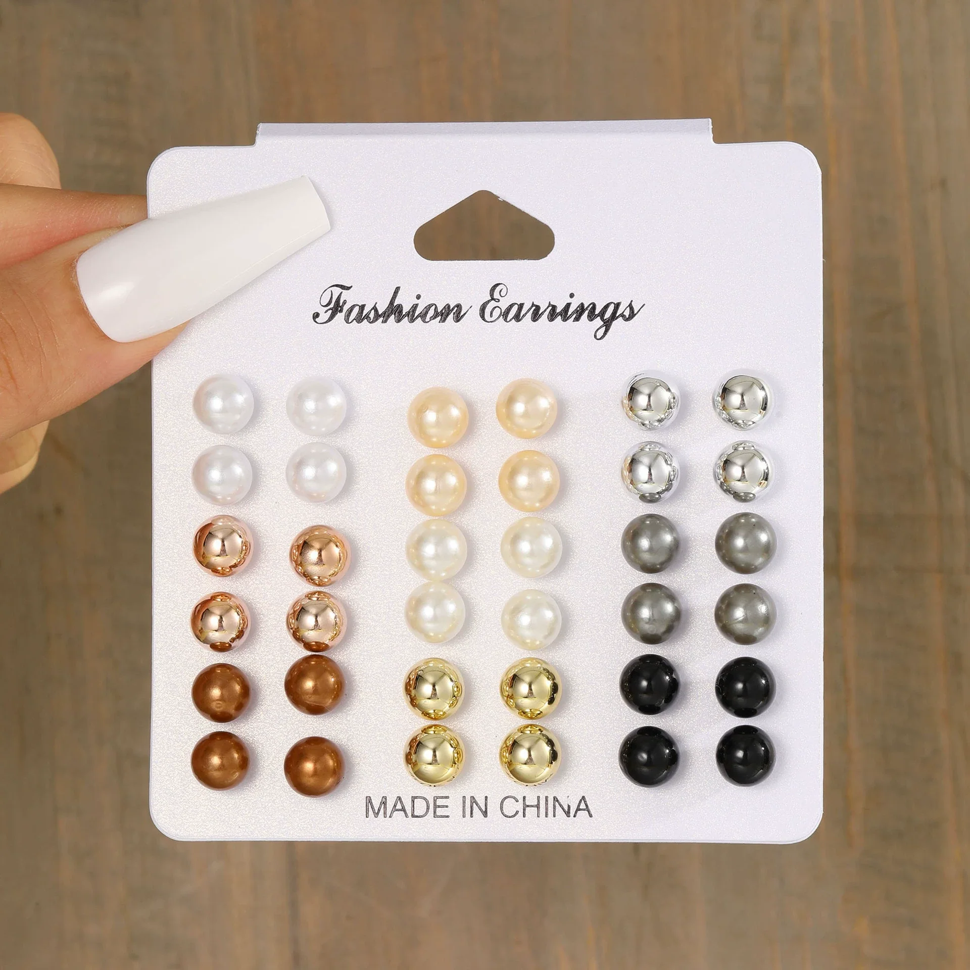Fashion Geometric Stud Earrings Pearl Electroplated Minimalist Style Unisex Metal - Image 6