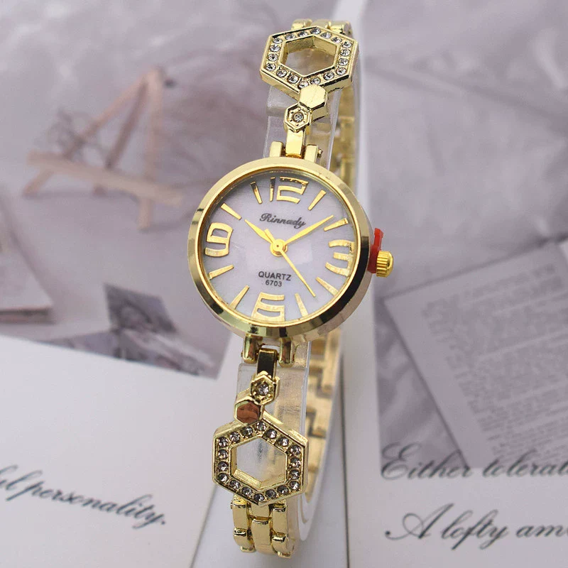 Fashion Girls Quartz Watch Alloy Case And Strap Round Dial Imitation Ceramic - Image 6
