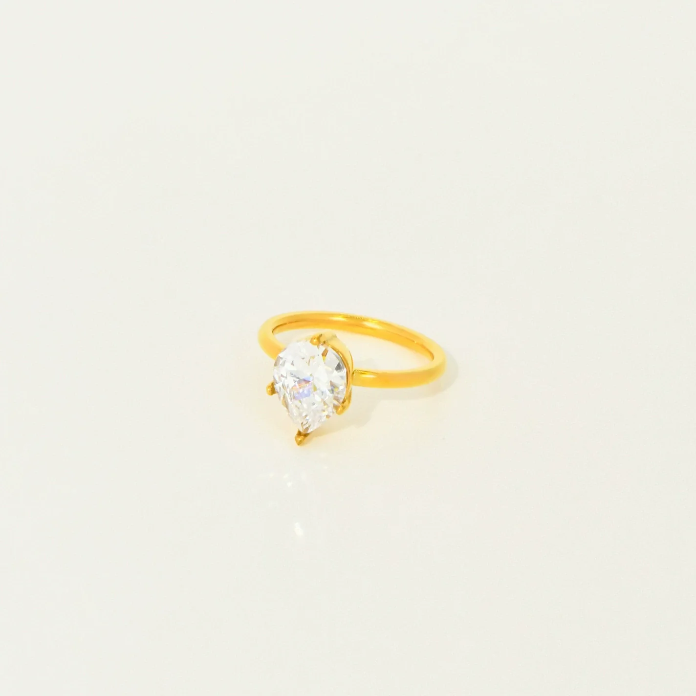 Fashion Ins Style Titanium Steel Adjustable Ring Inlaid With Water Drop Shape Zircon Geometric Design Electroplated For Women - Image 4