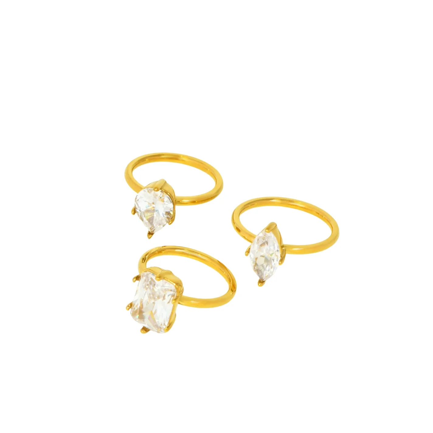 Fashion Ins Style Titanium Steel Adjustable Ring Inlaid With Water Drop Shape Zircon Geometric Design Electroplated For Women - Image 5
