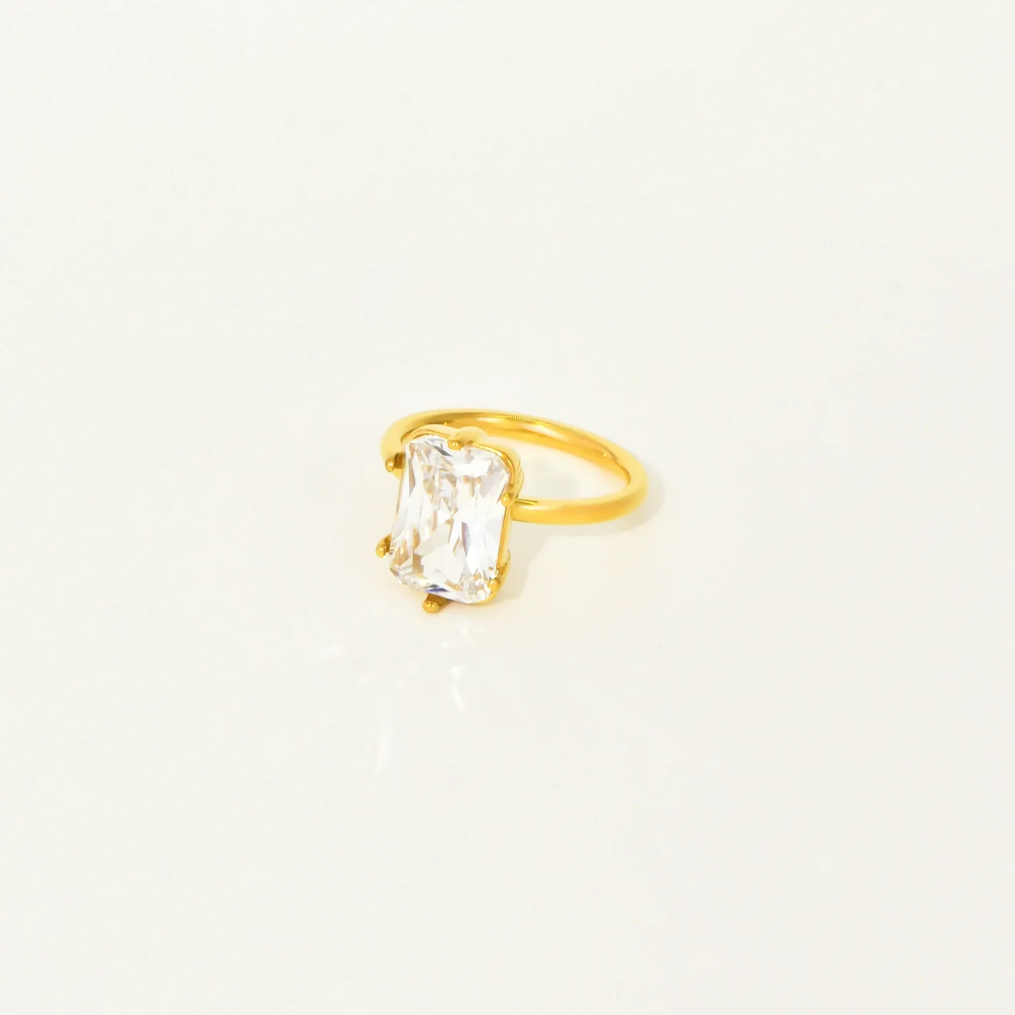 Fashion Ins Style Titanium Steel Adjustable Ring Inlaid With Water Drop Shape Zircon Geometric Design Electroplated For Women - Image 7