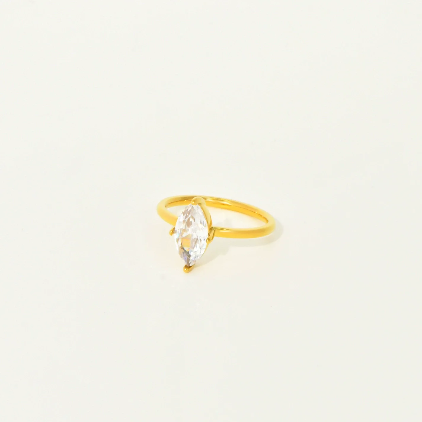 Fashion Ins Style Titanium Steel Adjustable Ring Inlaid With Water Drop Shape Zircon Geometric Design Electroplated For Women - Image 8