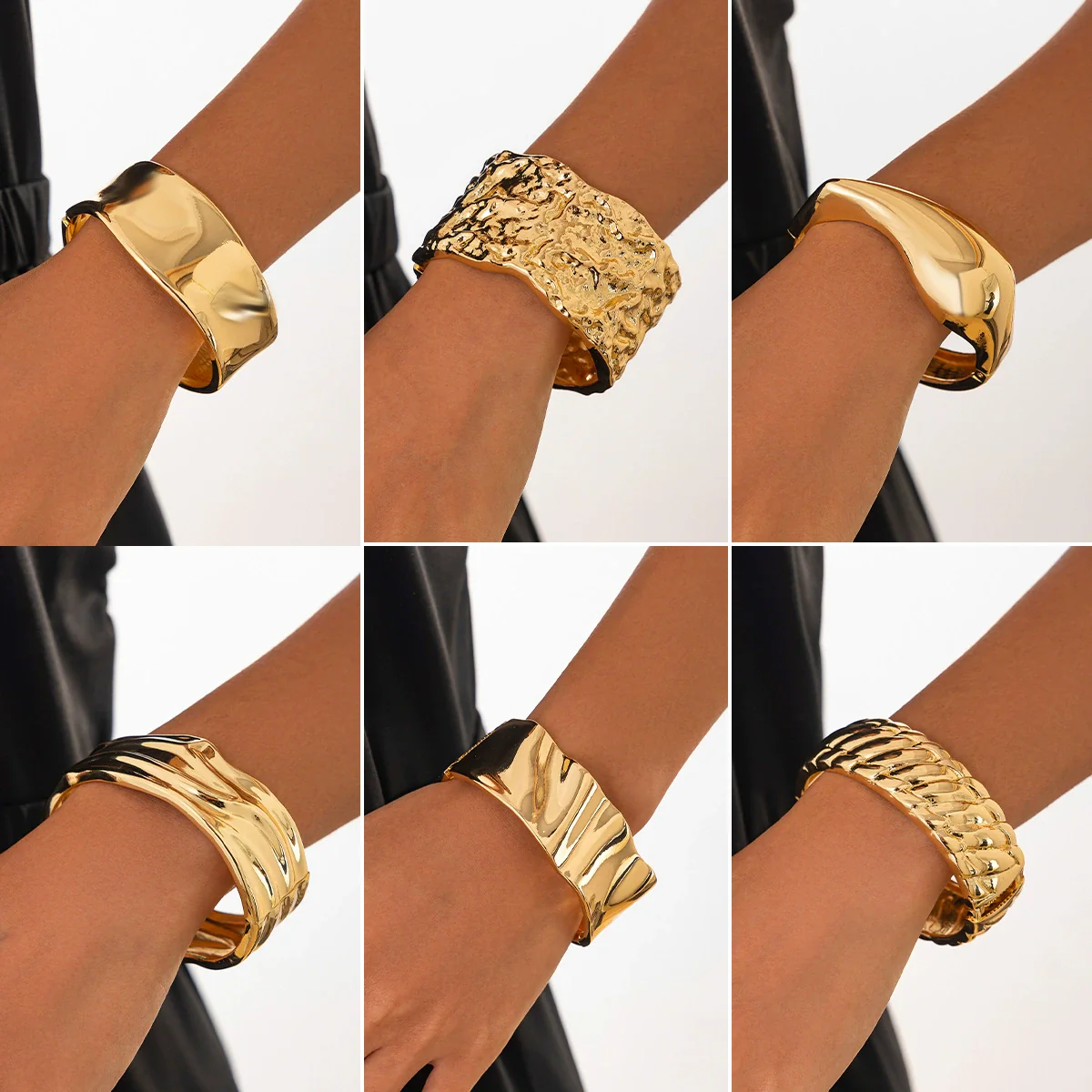 Fashion Irregular Liquid Metal Pleated Bracelet Electroplating Highend