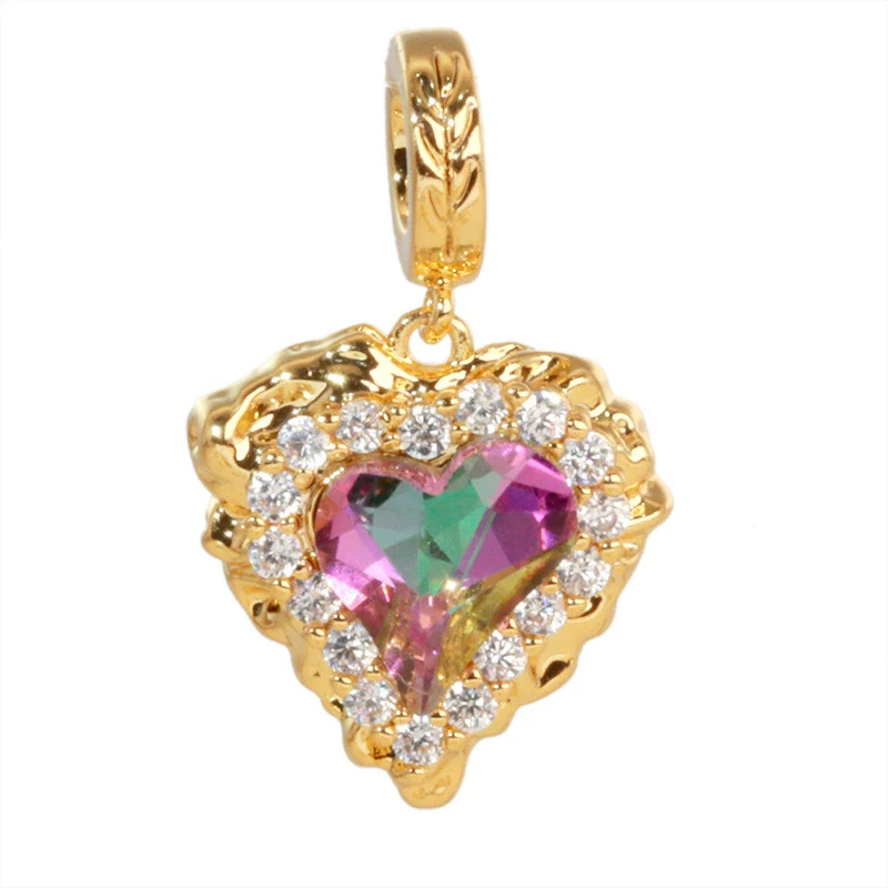 Fashion Light Luxury Zircon Jewelry Pendant Copper Heart Shape Rhombus Electroplated For Female - Image 5