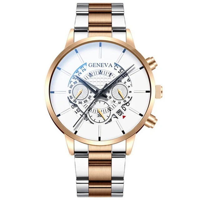 Fashion Men's Alloy And Stainless Steel Band Round Dial Leisure Watch - Image 6
