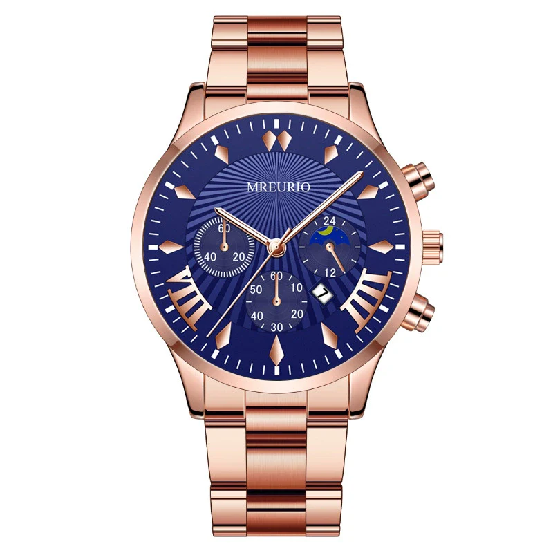 Fashion Men's Alloy Case Stainless Steel Buckle Metal Strap Quartz Watch With Round Dial - Image 19