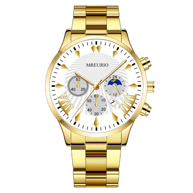 Fashion Men's Alloy Case Stainless Steel Buckle Metal Strap Quartz Watch With Round Dial - Image 3
