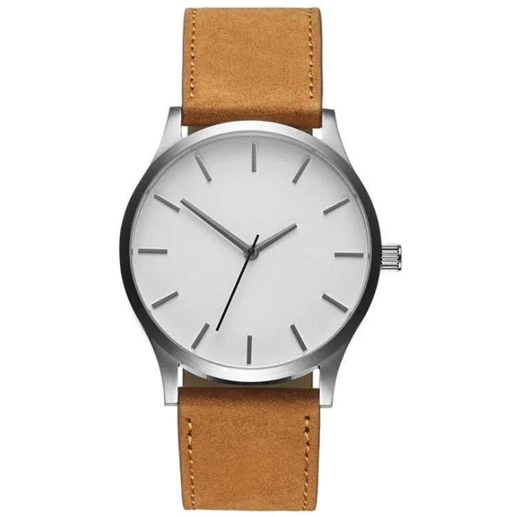 Fashion Men's Metal Case Leather Strap Round Dial Quartz Watch - Image 3